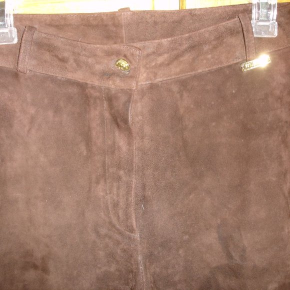 WOMEN'S ST JOHN SPORT by MARIE GRAY LEATHER PANTS CHOCOLATE BROWN SIZE 2 - Picture 5 of 9